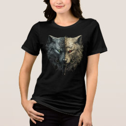 Camiseta Dual Wolf Spirits – Light & Dark Totem Art