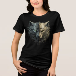 Camiseta Dual Wolf Spirits – Light & Dark Totem Art