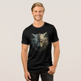 Camiseta Dual Wolf Spirits – Light & Dark Totem Art