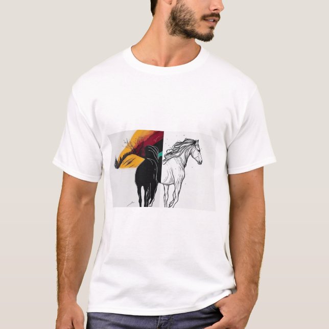 Camiseta Dualidade da Selvagem: Um Conto de Dois Cavalos (Frente)