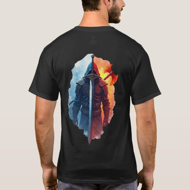 Camiseta Duality Warrior - Fire & Ice Knight Fantasy Design (Verso)