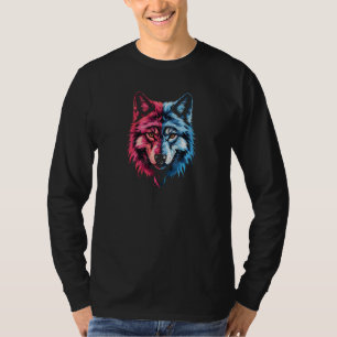 Camiseta Duality Wolf - Red and Blue Spirit Art