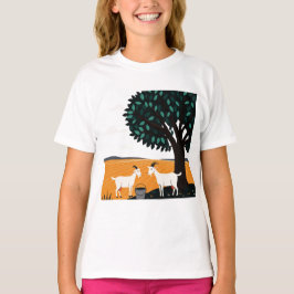 Camiseta Duas cabras sob uma árvore