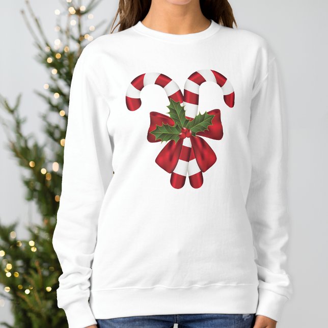 Camiseta Duas Canas De Doces Festivos, Vermelhas E Brancas (Festive design for the Holiday season.)