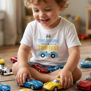 Camiseta Duas Corridas Rápidas de Carros Festa de 2º Aniver