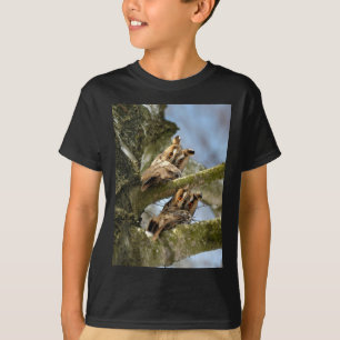 Camiseta Duas corujas nos bosques, aves, vida selvagem