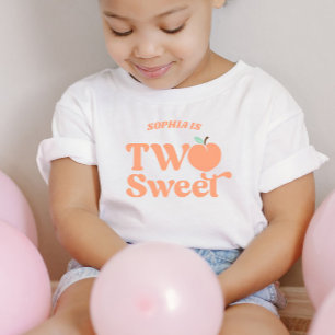 Camiseta Duas Doce Pêssego Fruta Segundo 2º Aniversário