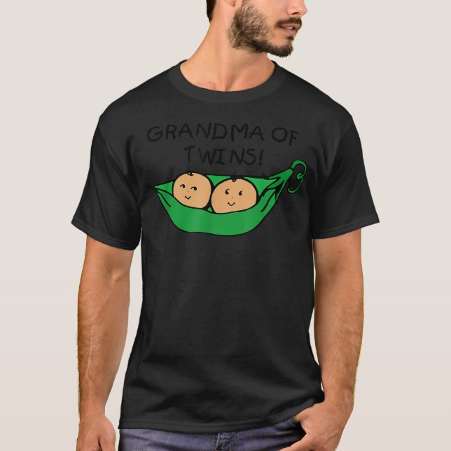 Camiseta Duas ervilhas em uma vovó de sangue gêmeo  (Frente)