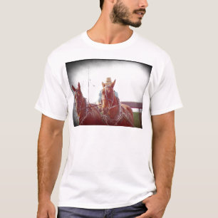 Camiseta Duas Faux Vintage da Equipe de Amish Cavalo