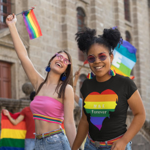 Camiseta Duas fêmeas do Orgulho do Arco-Íris Silhouette M