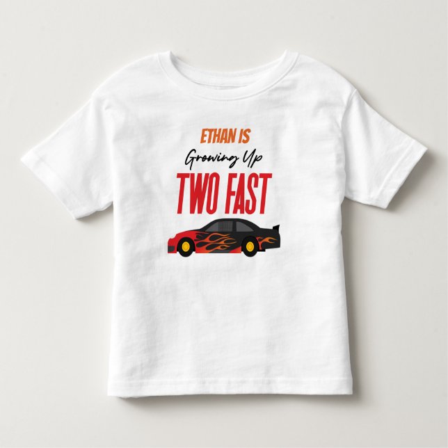 Camiseta Duas Festas de segundo aniversário de Carro Rápido (Frente)