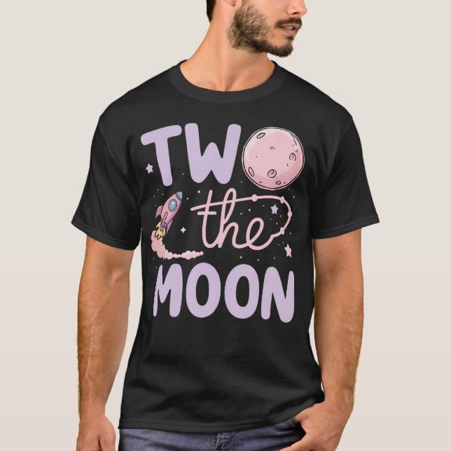 Camiseta Duas Garota segundo aniversário De Lua Menino De 2 (Frente)