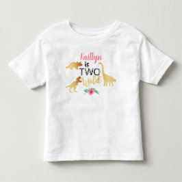 Camiseta Duas Garotas Dinossauro Selvagens 2º Aniversário