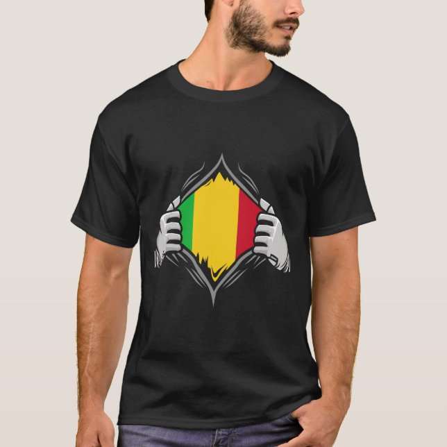 Camiseta Duas Mãos Ripando Bandeira Reveladora do Mali (Frente)