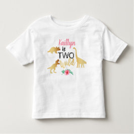 Camiseta Duas Meninas Dinossauro Selvagens 2º Aniversário