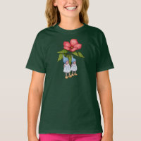 Duas Meninas Gnome com Flores Rosa Grandes