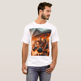 Camiseta duas mulheres sentadas ao redor de um incêndio com