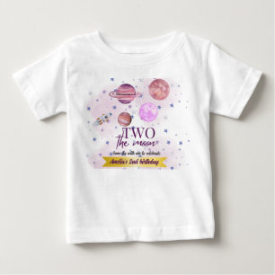 Camiseta Duas Para a Lua Menina de 2 Anos de Aniversário Lu