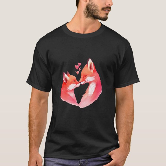 Camiseta Duas Raposas Adoradoras Na Raposa Dia de os namora (Frente)