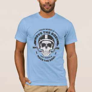 Camiseta Duas Rodas Movem a Alma Caveira de Motociclista 