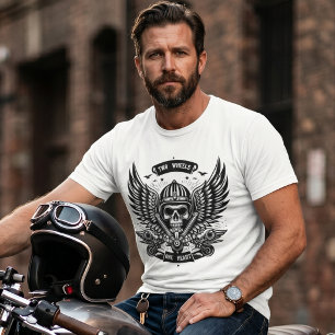 Camiseta Duas Rodas Um Coração Caveira de Motociclista