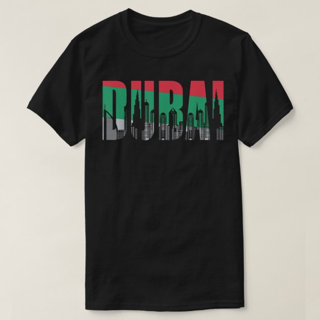 Camiseta Dubai Skyline Flag Souvenir Gift UAE Pride Tee (Frente do Design)