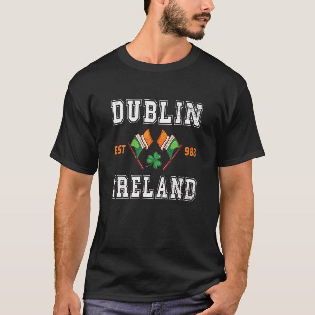 Camiseta Dublin Ireland Est 988 Clover Leaf Shamrock Rua Pa (Frente)