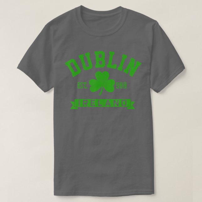 Camiseta Dublin Ireland Est 988 Clover Leaf Shamrock Rua Pa (Frente do Design)