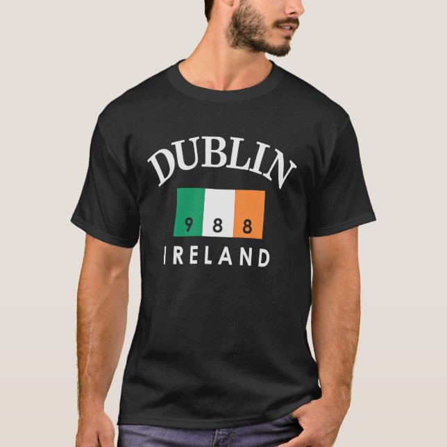 Camiseta Dublin Ireland Flag Est 988 Dia de São Patrício (Frente)