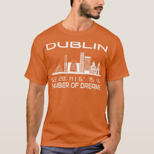 Camiseta Dublin Skyline GPS Coordena a cidade de Dream City