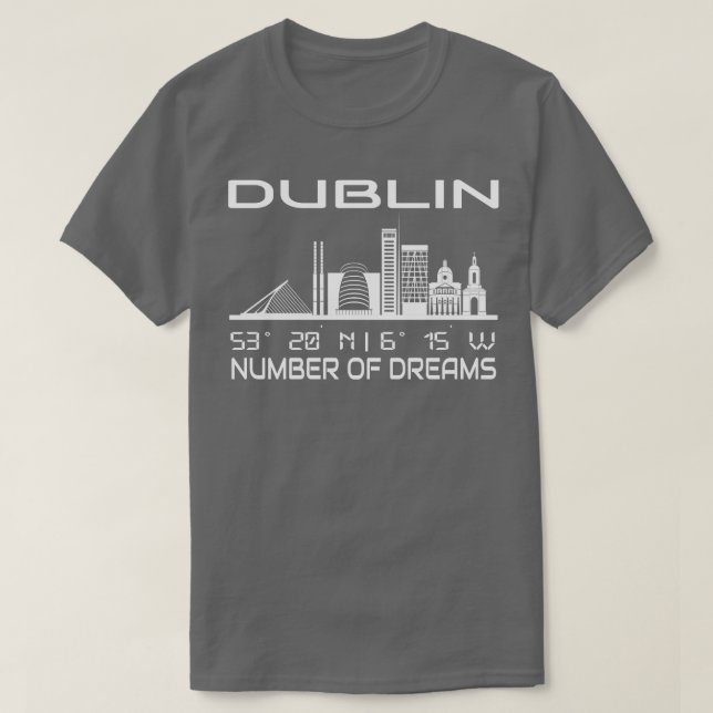 Camiseta Dublin Skyline GPS Coordena a cidade de Dream City (Frente do Design)