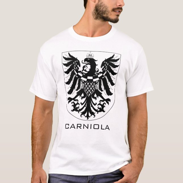 Camiseta Ducado da Carníola Arte Heráldica Monocromática (Frente)