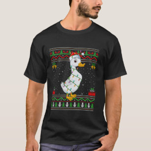 Camiseta Duck Christmas Lights Papais noeis Ugly Sweater Xm