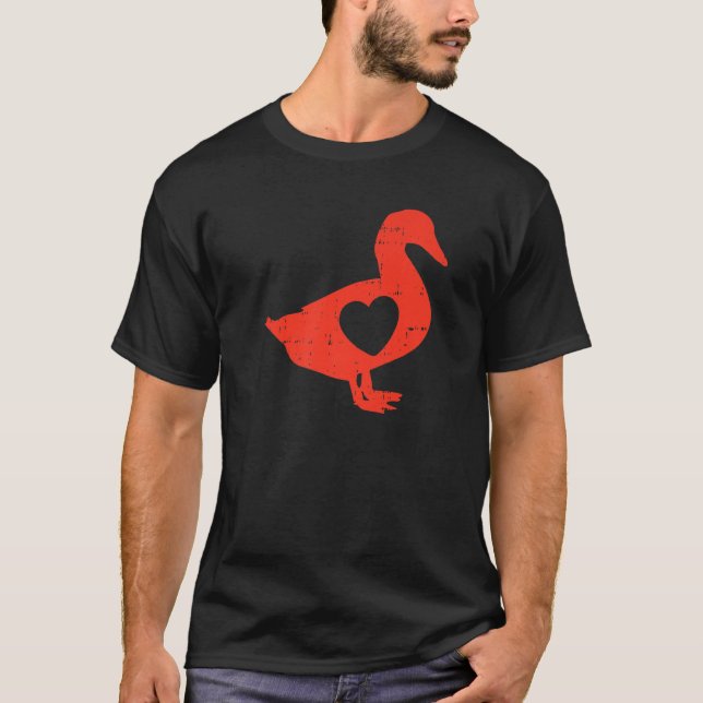 Camiseta Duck Heart Dia de os namorados Cute Farm Animal Lo (Frente)