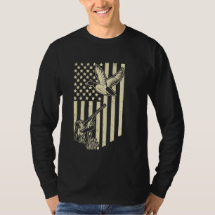 Camiseta Duck Hunter American Flag Waterfowl Hunting Camouf