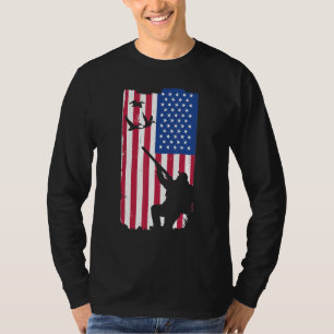 Camiseta Duck Hunter Silhouette American Flag Usa Patriótic