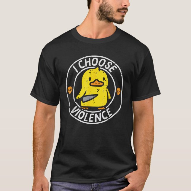 Camiseta Duck Knife Eu Escolho Uma Piada Engraçada Humor Ga (Frente)