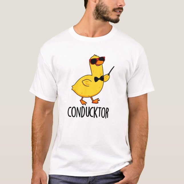 Camiseta Duck Pun, Condutor de Música Engraçado de Con-duck (Frente)
