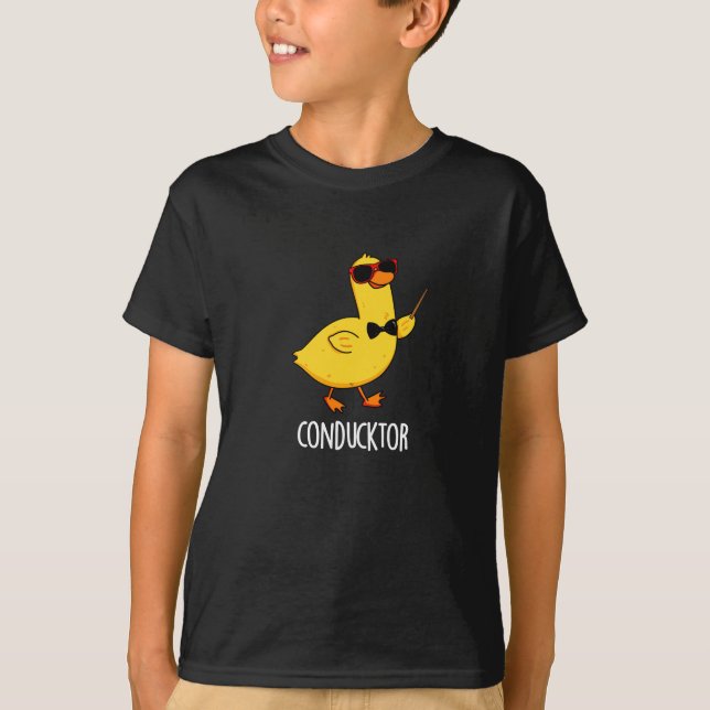 Camiseta Duck Pun Dark B, Condutor de Música Engraçado de P (Frente)