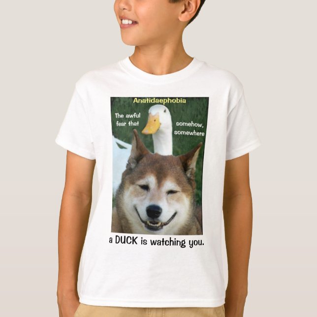 Camiseta Duck Shiba Inu Dog Anatidaephobia Foto Engraçado (Frente)