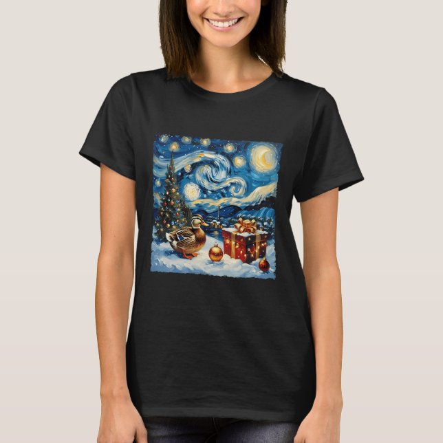 Camiseta Duck Van Gogh Style Starnight Night Winter (Frente)