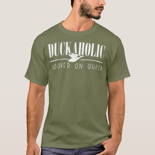 Camiseta Duckaholic Funny Duck Silhouette Hooked on Quack (Frente)