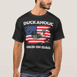 Camiseta Duckaholic Hooke em Quack US FLag Engraçado Duck 