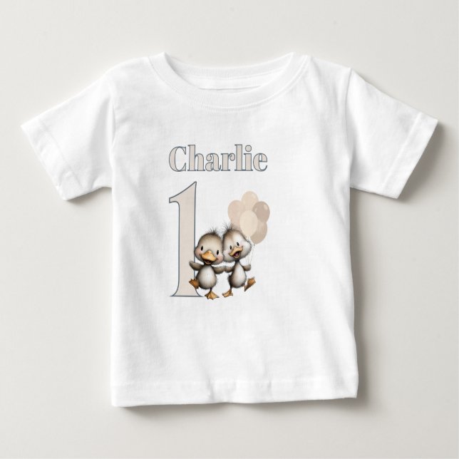 Camiseta Ducklings Dancing 1st Birthday Celebrations! (Frente)