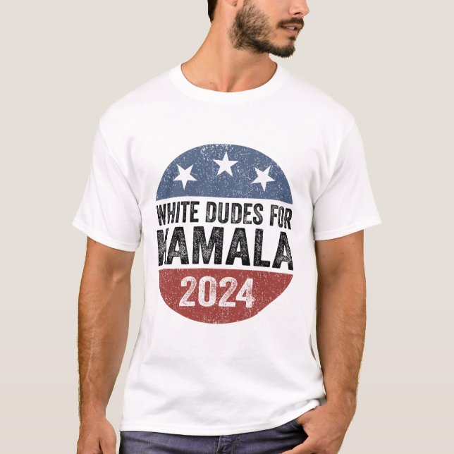 Camiseta Dudes For Kamala Harris 2024 Retro Button Eletion (Frente)