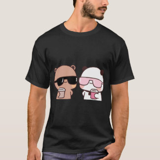 Camiseta Dudu Bear E Bubu Panda Com Café