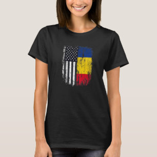 Camiseta Duel Flag Romênia e cidadão americano duelo