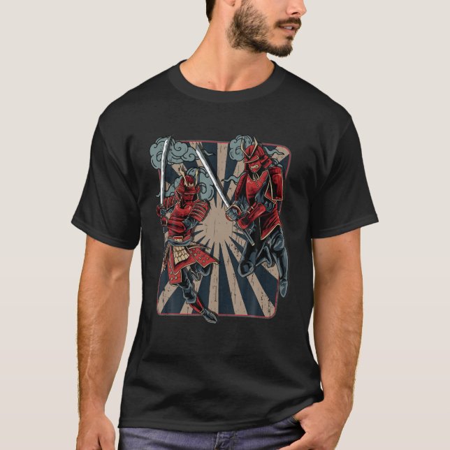 Camiseta Dueling Samurai | Retro Vintage Art/Arduas Japones (Frente)