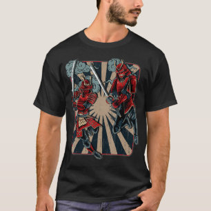 Camiseta Dueling Samurai Retro Vintage ArtArtwork Japonês