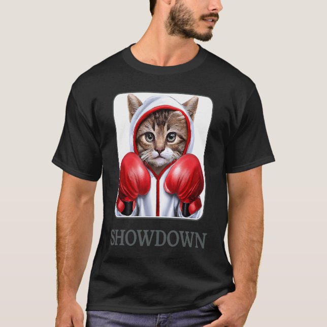 Camiseta Duelo O gato fofo de boxe Perfeito para gato (Frente)
